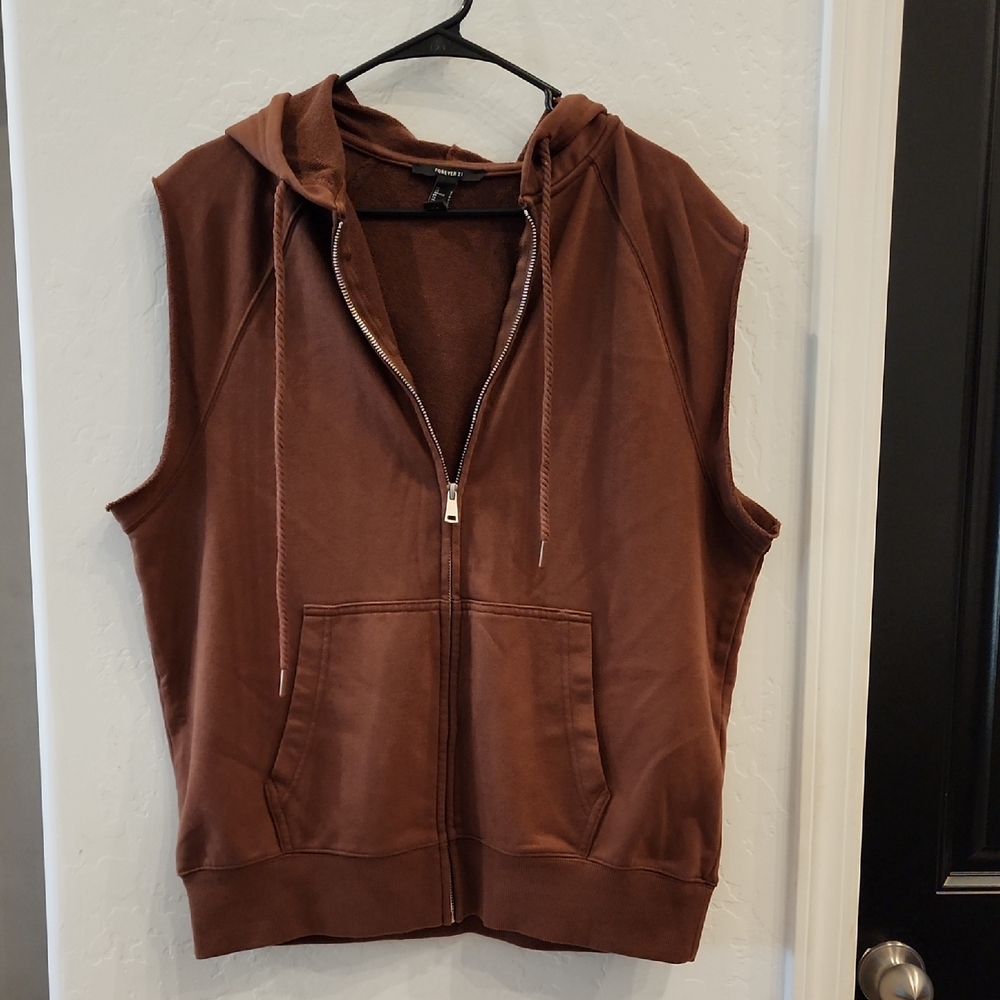 Forever 21 Chocolate Brown Hoodie Vest